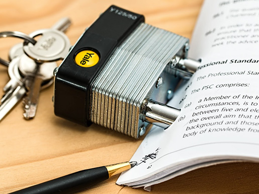 A padlock locking in paper