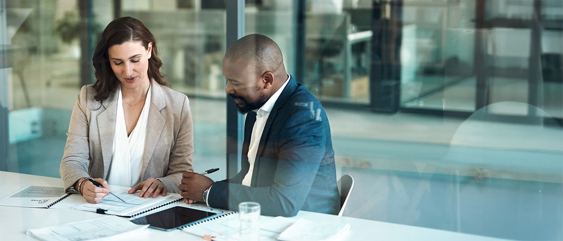 A man and woman in an office